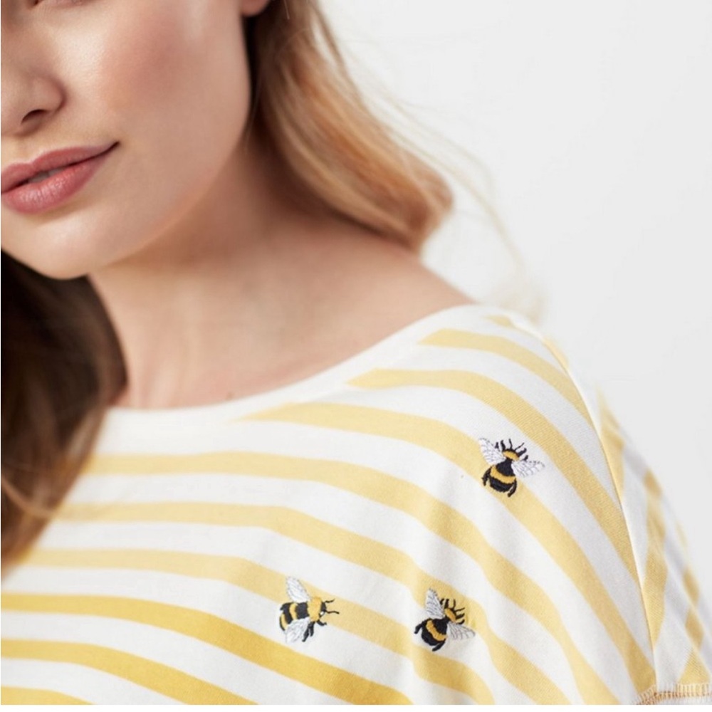 Joules bumble bee Marina yellow stripe long sleeve top plus size 22 cotton - Picture 5 of 16